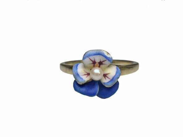 14 Karat Yellow Gold Pansy Ring