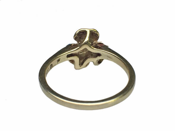 14 Karat Yellow Gold Pansy Ring