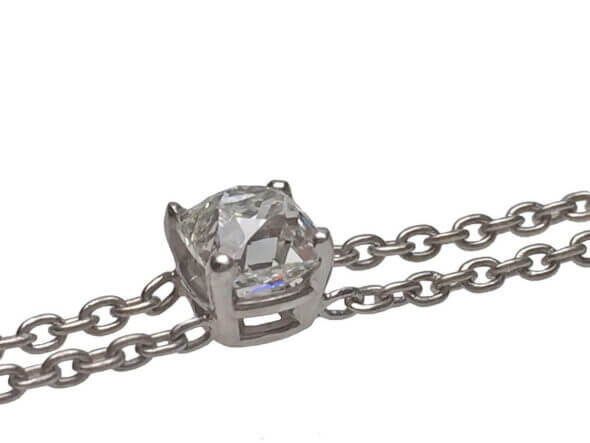 Old Mine Cut Diamond Bracelet in 14 Karat White Gold