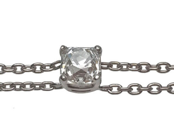 Old Mine Cut Diamond Bracelet in 14 Karat White Gold