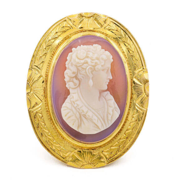 14 Karat Yellow Gold Victorian Cameo Brooch|Pendant With Engraving