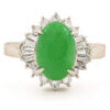 Platinum 2.64 Carat Jade | Diamond Cluster Ring front view