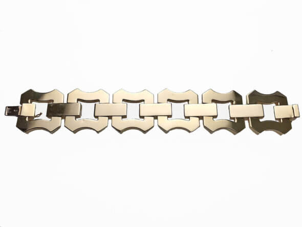 14 Karat Yellow Gold Wide Retro Link Bracelet