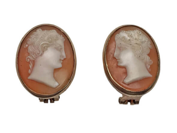 14 Karat Yellow Gold Cameo Earrings