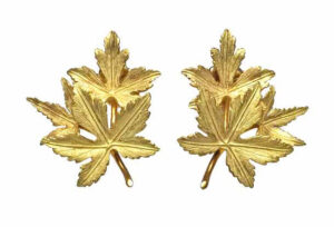 18 Karat Yellow Gold Maple Leaf Earrings front view