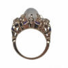 14 Karat Yellow Gold Victorian Moonstone, Diamond and Blue Enamel Cocktail Ring top view