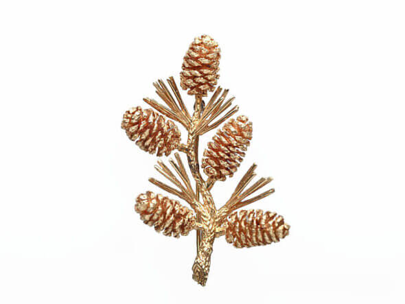 14 Karat Yellow Gold Pine Cone Brooch