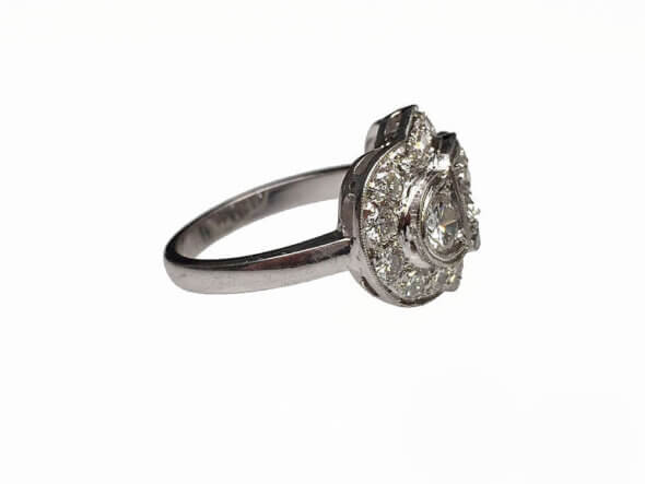 Platinum Art Deco Style Diamond Engagement Ring