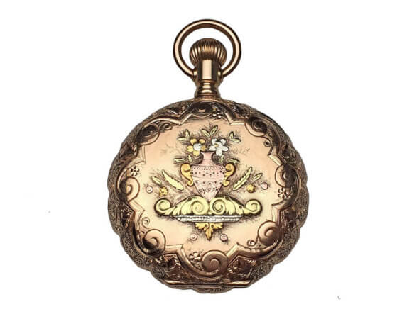 14 Karat Yellow Gold Elgin Pocket Watch In Yellow, Rose, Green and White Gold