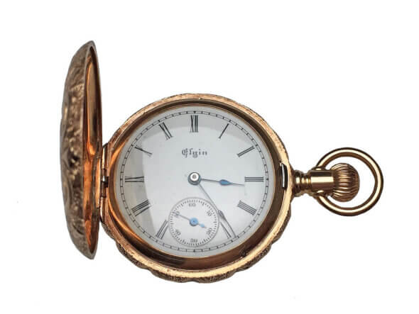 14 Karat Yellow Gold Elgin Pocket Watch In Yellow, Rose, Green and White Gold