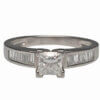 Platinum Princess Cut and Baguette Diamond Ring front view