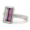 18 Karat White Gold Baguette Diamond | Pink Sapphire Ring