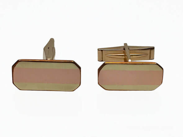 14 Karat Rose and Yellow Gold Retro Cufflinks