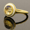 18 Karat Yellow Gold White Enamel Jelly Opal Face Ring With Enamel side view