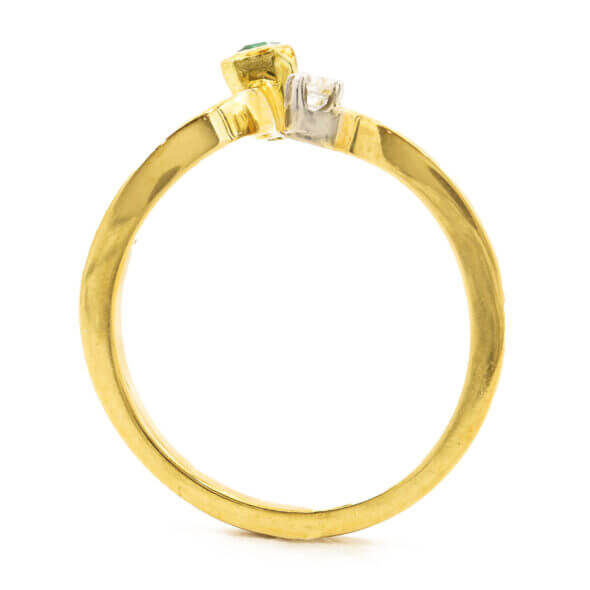 18 Karat Yellow Gold Emerald | Diamond Ring