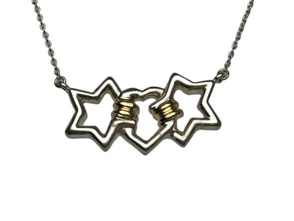 Tiffany & Co. Sterling Silver and 18 Karat Yellow Gold Heart and Stars Necklace