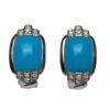 18 Karat White Gold Turquoise and Diamond Earrings front view