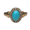 14 Karat Yellow Gold Turquoise and Rose Cut Diamond Ring front view