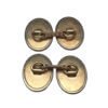 14 and 10 Karat Two Tone Gold Art Deco Oval Engraved Cufflinks