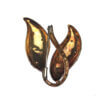 14 Karat Yellow Gold and Diamond Oxidized Leaf Brooch