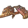 14 Karat Yellow Gold and Diamond Oxidized Leaf Brooch