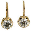 Victorian Style Old European Cut Diamond Buttercup Dangle Earrings in 18 Karat Yellow Gold