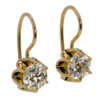 Victorian Style Old European Cut Diamond Buttercup Dangle Earrings in 18 Karat Yellow Gold