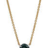 Blue, Green Sapphire Pendant Set In Platinum Suspended From a 14 Karat Yellow Gold Chain