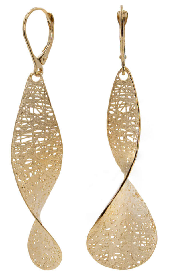 14 Karat Yellow Gold Propeller Dangle Earrings