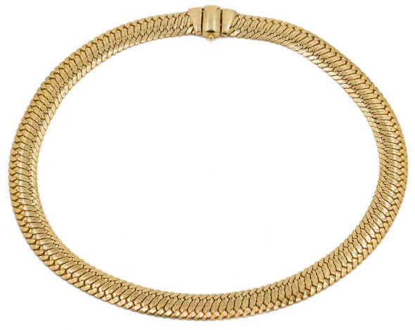 Estate Flat 16.5 inch 18 Karat Yellow Gold Necklace