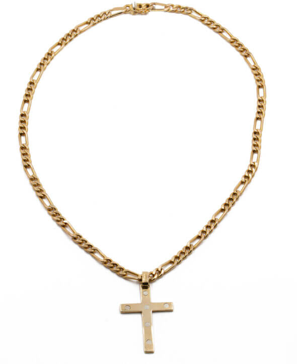 14 Karat Yellow Gold Cross with Screw Head Designs (Cross Pendant