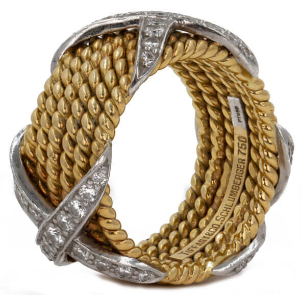 Tiffany & Co. Schlumberger 18 Karat Yellow Gold & Platinum Diamond