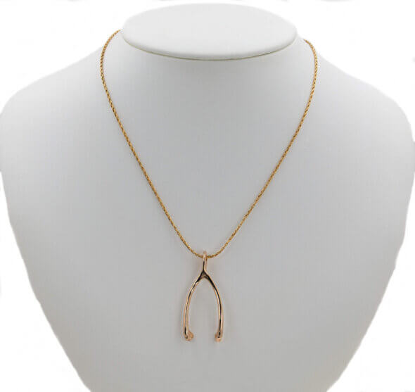 14 Karat Yellow Gold Wishbone Pendant (Pendant Only)