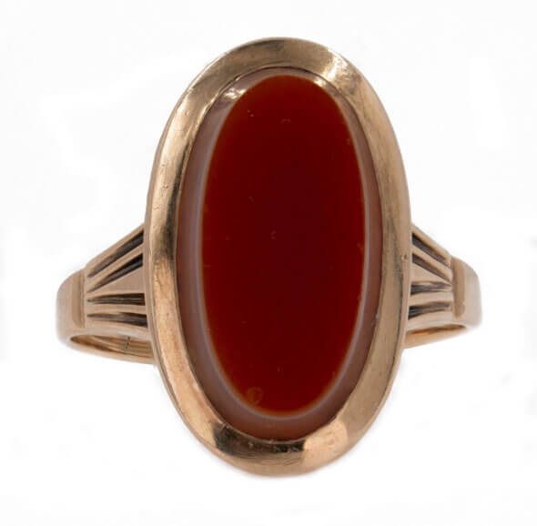 14 Karat Yellow Gold Banded Agate Ring