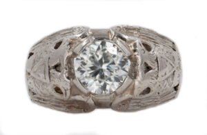 Platinum Clear Stone Masonic Ring