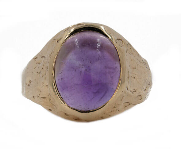 5 Carat Cabochon Cut Amethyst 14 Karat Gold Ring