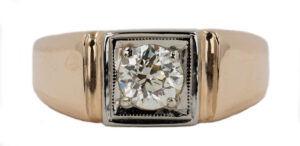 Mens Vintage 2 tone 0.85 Carat Diamond Ring