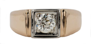 Mens Vintage 2 tone 0.85 Carat Diamond Ring