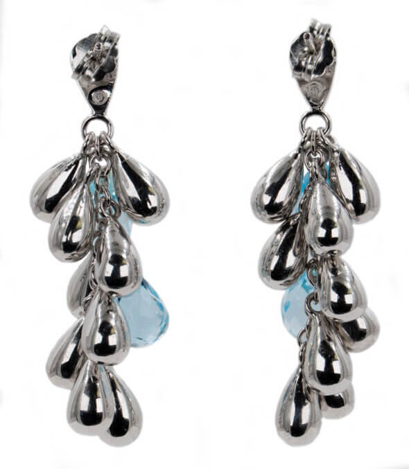 14 Karat White Gold and Topaz Briolette Dangle Earrings