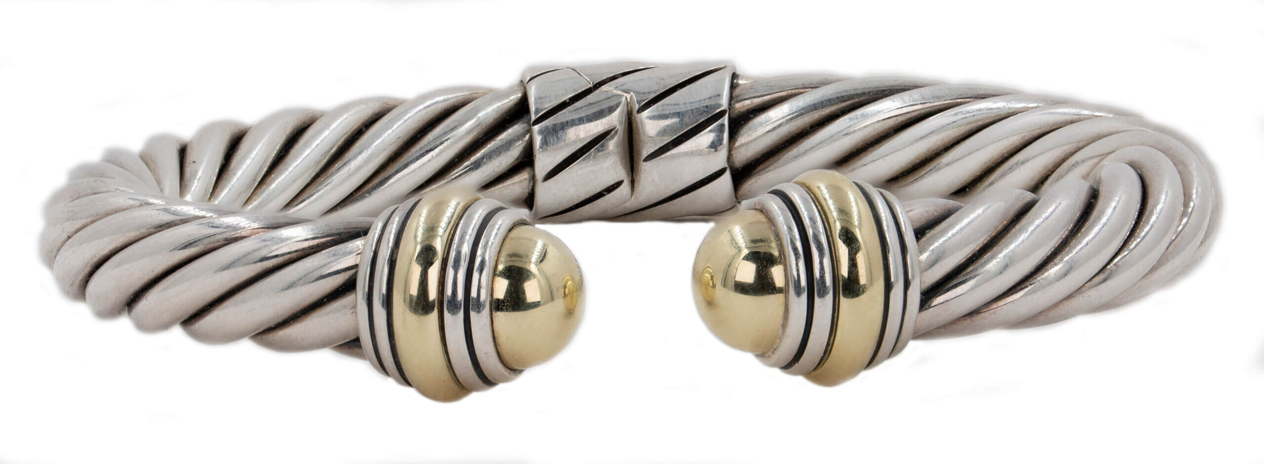 David Yurman Cable Bracelet Gold and Silver Hinged Bangle Lippa s Jewelry