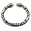 David Yurman Sterling Silver and Yellow Gold Classic Cable Hinged