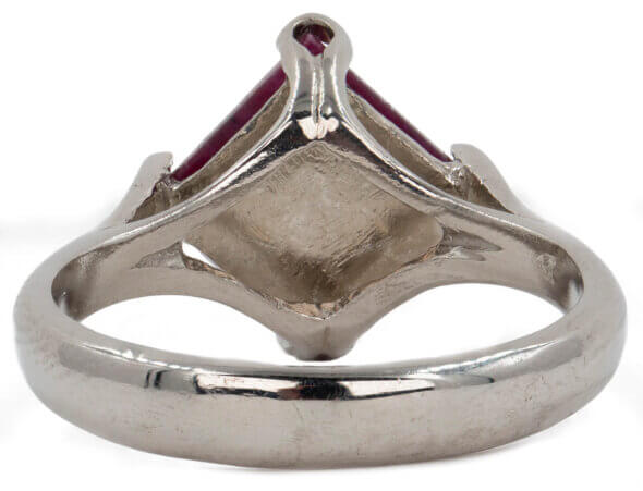 Palladium Modified Sugarloaf Cut Cabochon Ruby Ring