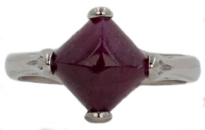 Palladium Modified Sugarloaf Cut Cabochon Ruby Ring