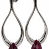 Wishbone Palladium Ruby Dangle Earrings