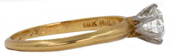 Tiffany & Co. Solitaire Diamond Ring in 18 Karat Yellow Gold and Platinum