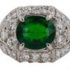 2.32 Carat Oval Tsavorite and Diamond Platinum Ring