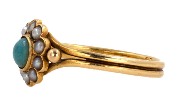 Turquoise with 10 Surrounding Seed Pearls Ring