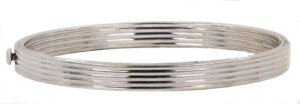 18 Karat White Gold Ridged Bangle Bracelet