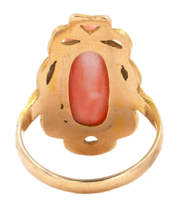 Victorian Pink Coral Cameo Ring