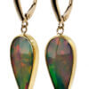Karat & 14 Karat Yellow Gold Opal and Diamond Dangle Earrings